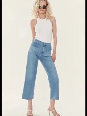 J Brand Joan Crop High Rise Jeans Powdered Wide Leg Size 27      #374